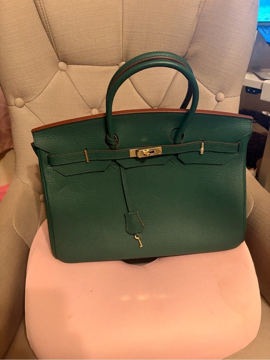 Ainifeel Handbags - Ainifeel Elegant Dark Green Leather Tote Bag with Gold Hardware
